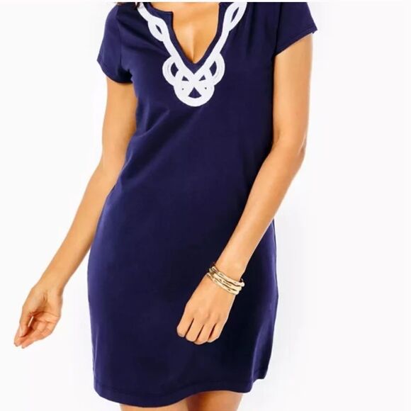 Lilly Pulitzer Brewster T-Shirt Dress Dark Blue 100% Pima cotton XXS - Picture 2 of 10